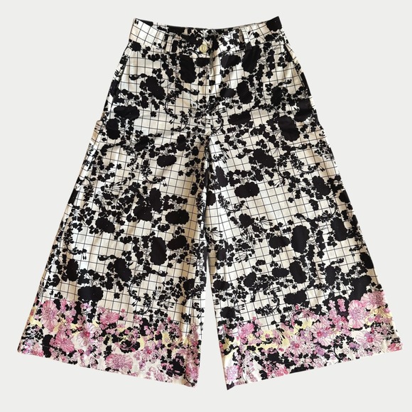 Gentile Catone Pants - Gentile Catone Italy La Fete des Fleurs Wide Leg Cropped Pants culottes IT42 US6